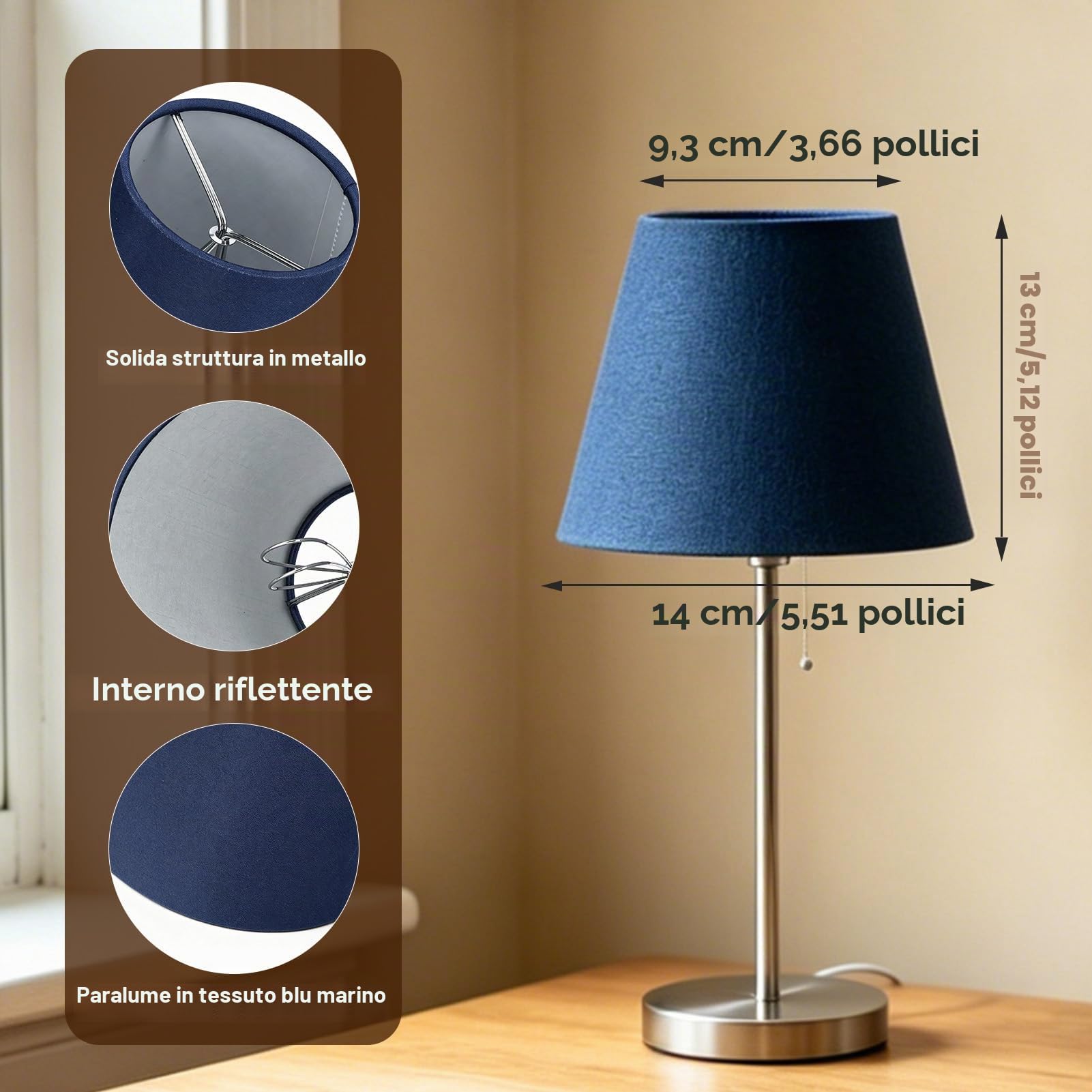 6 Pezzi Paralume In Tessuto, Paralume Piccolo Paralumi Clip Su Paralume Paralume Per Lampadario Piccolo Moderna Copertura Della Luce Del Pendente Per Tavolo Lampada Da Parete(Blu Scuro)