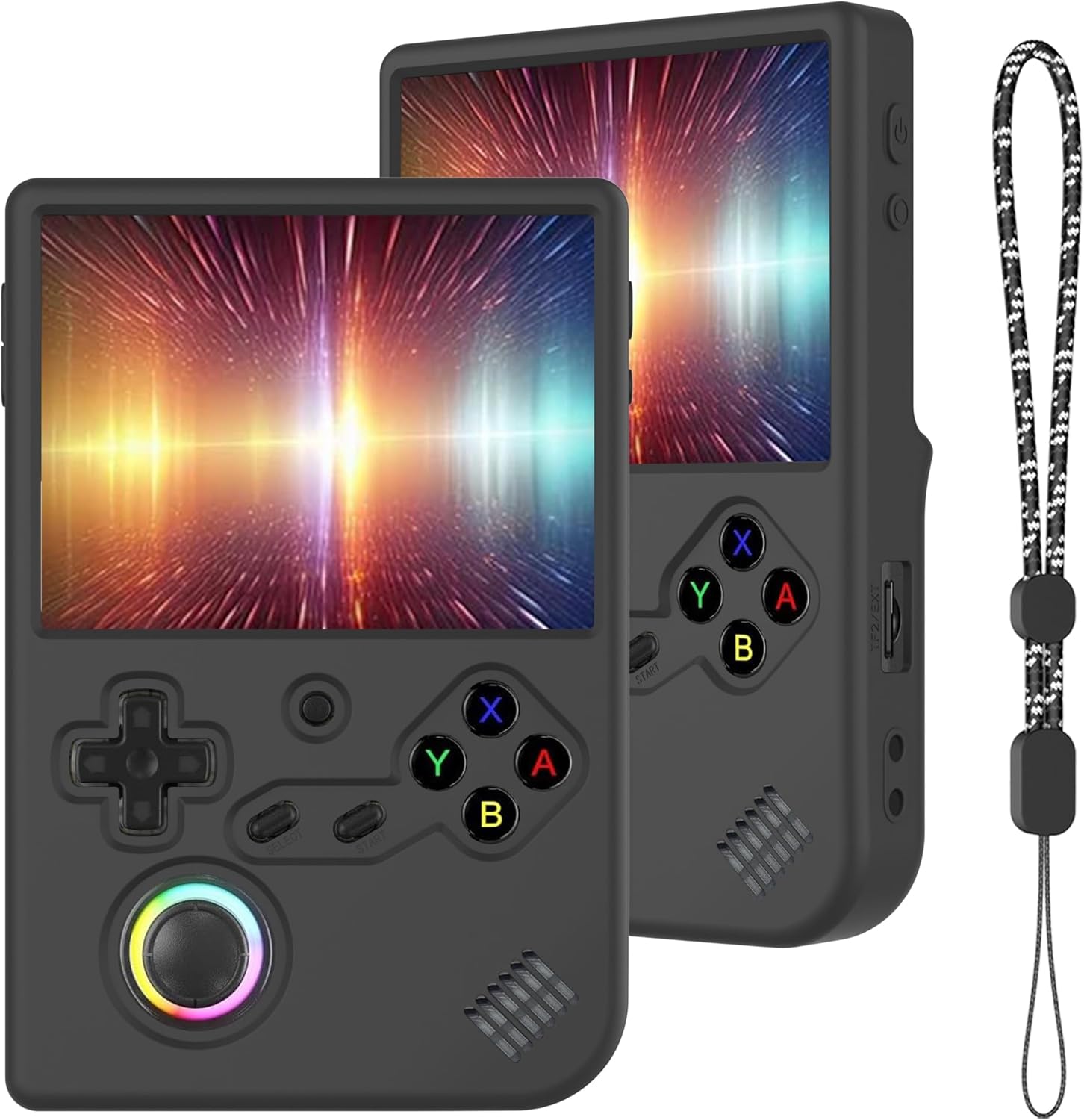 Silicone Case Compatible with Anbernic RG40XX V Handheld Game Console, Anti-Scratch, Washable, Shockproof Silicone Protective Cover for RG40XX V with Lanyard - Black