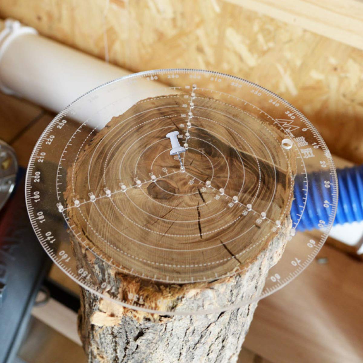 Compass for Woodworking, Center Finder, Transparent Acrylic Drawing Circles for Lathers Bowls Lathe Work Diameter 20 cm