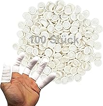 Disposable Latex Finger Cots Powder-Free Hygienic & Tear-Resistant Pack of 100 Sizes S - XL for Care, Cosmetics, Dressing, Food Contact, Medical, Non-Sterile M