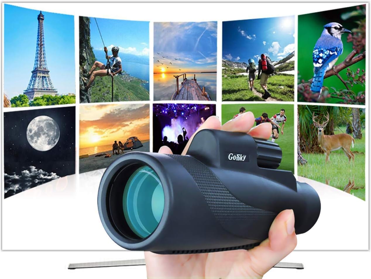 Gosky Titan 12X50 High Power Prism Monocular with Smartphone Adapter -IPX7 Waterproof Fog- Proof Shockproof Scope - BAK4 Prism & FMC Lens for Bird Watching Hiking Hunting Camping Travelling