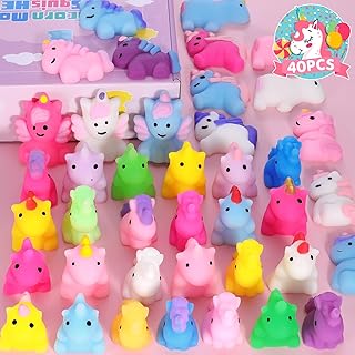 40 Pack Mochi Squishy Toys Unicorn Toys Squishies for Kids Party Favors Fidget Toys Cute Kawaii Stuff Fidgets for Classroom Prizes for Kids Goodie Bag Stuffers Sensory Toys Pinata Stuffers Mini Toys