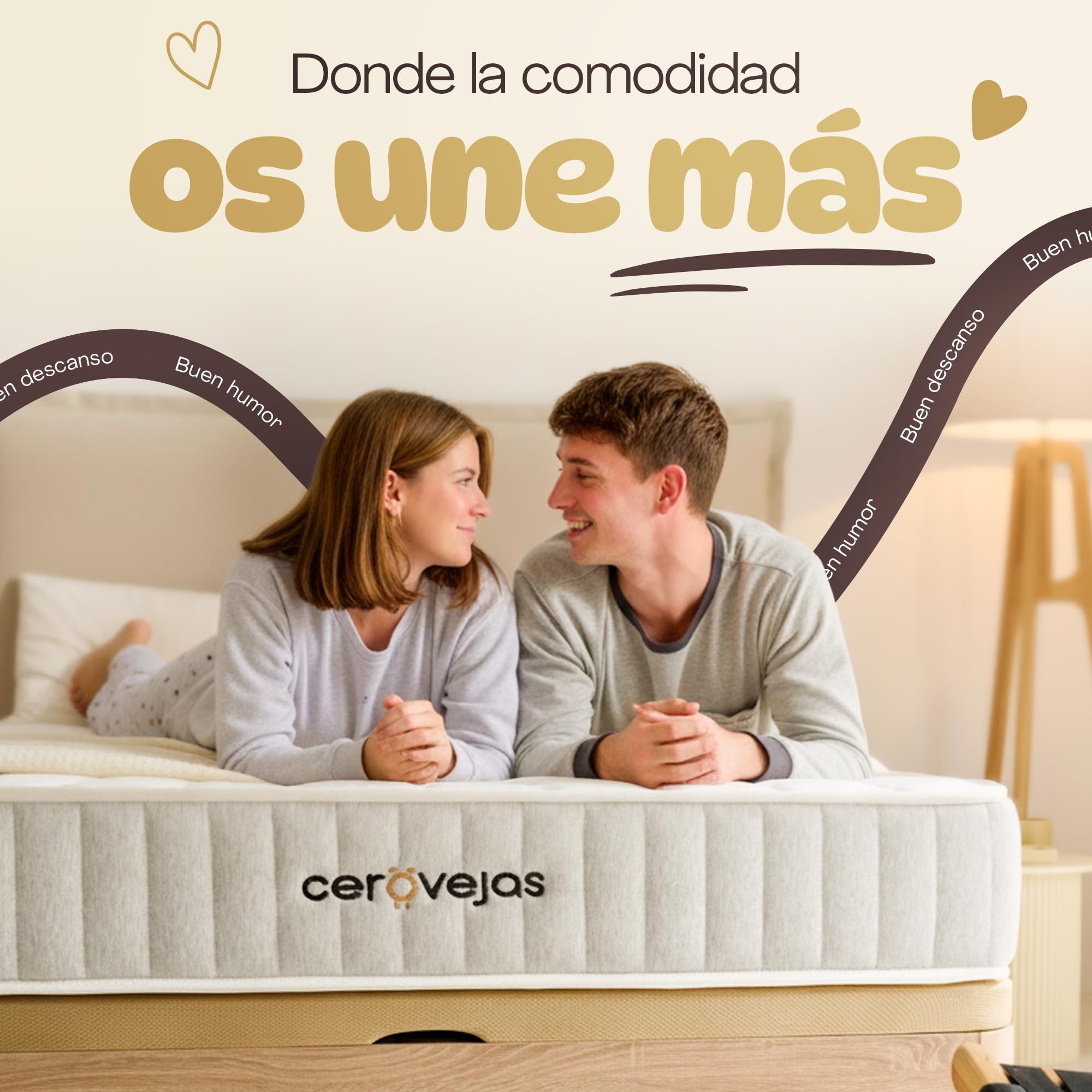 Colchón Viscoelástico 90 x 190 - Altura 22 cm | Alta Densidad - Núcleo HR 28kg - Firmeza Media Alta para Aliviar la Presión y Dolores de Espalda | Oeko-Tex | Fabricado en España