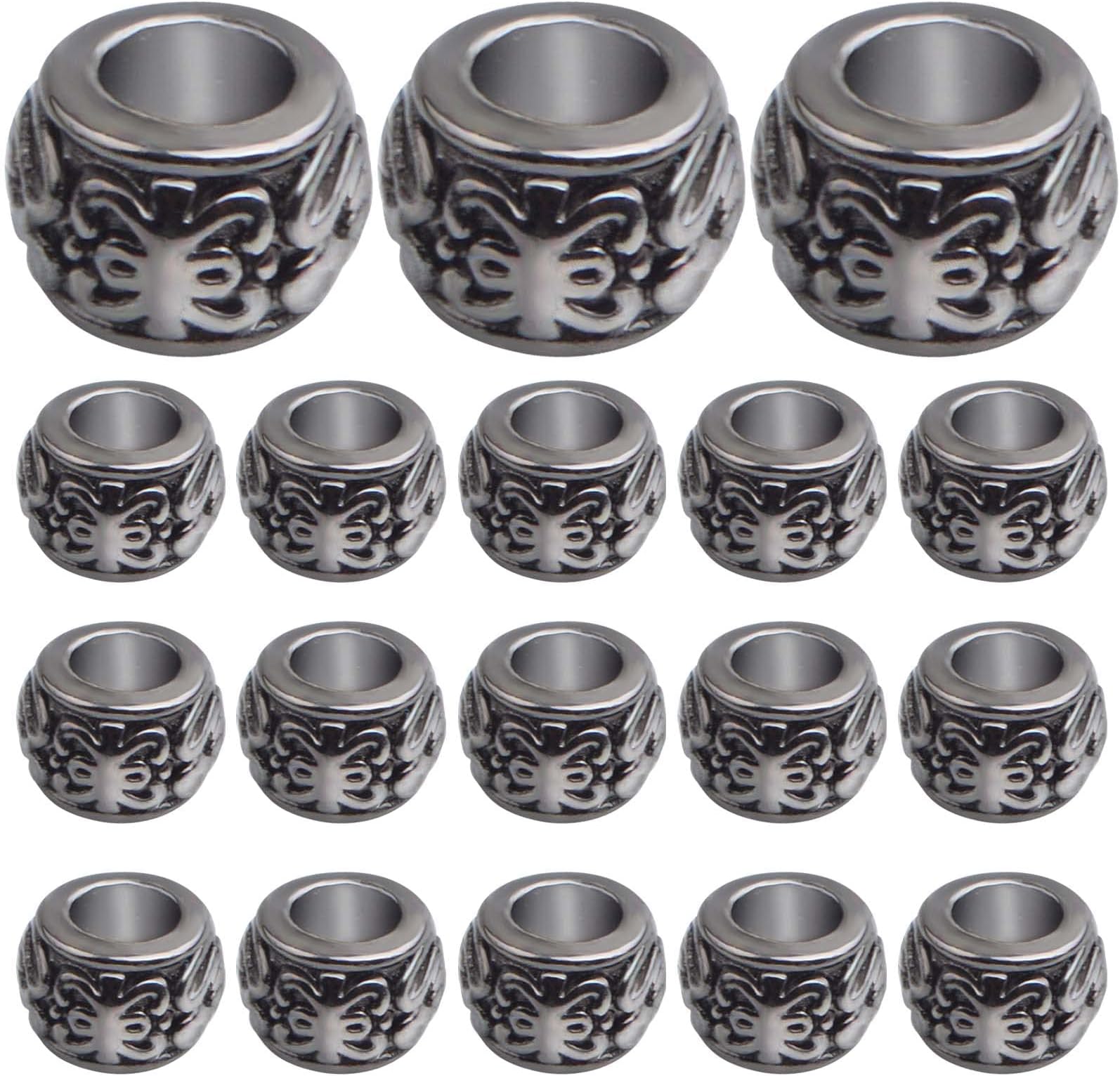 BronaGrand 100 Pieces Gun Black Rondelle Spacer Beads European Large Hole Beads Tube Column Loose Charm Beads Accessories for DIY Bracelet Necklace Earrings Jewelry Making