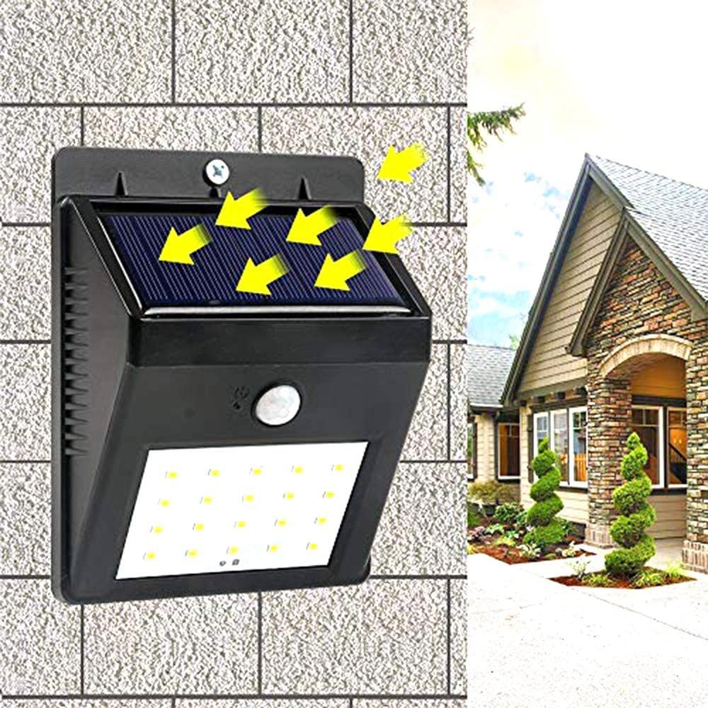 Bright Waterproof Solar Wireless Security Motion Sensor LED Night Light for Home Outdoor/Garden Wall 20 LED Lights-image-4