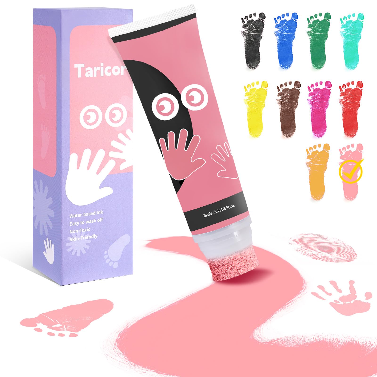 75ml Ungiftige Farben DIY Baby Handabdruck für Neugeborene Geschenk Stempel Kinder, Art Fingermalfarben für Hause Schule (Hellrosa)