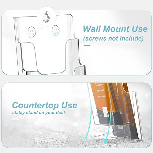 Miniatura 3 de MaxGear Soporte para folletos de 2 niveles de 4 x 9 pulgadas, 2 paquetes de soporte de exhibición para folletos, soporte de acrílico para folletos,