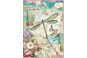 Stamperia Intl Stamperia Rice Paper Sheet A4 Wonderland Dragonfly, Multi