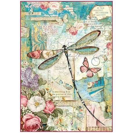 Stamperia Intl Stamperia Rice Paper Sheet A4 Wonderland Dragonfly, Multi
