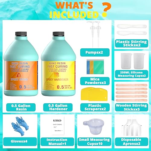 Miniatura 4 de Kit de Resina Epoxy - 1 Galón de Resina Epoxy de Curado Rápido, KHKD RESIN Resina Epoxy de Secado Rápido 4 Horas, Resina Artística Inodora de Alto