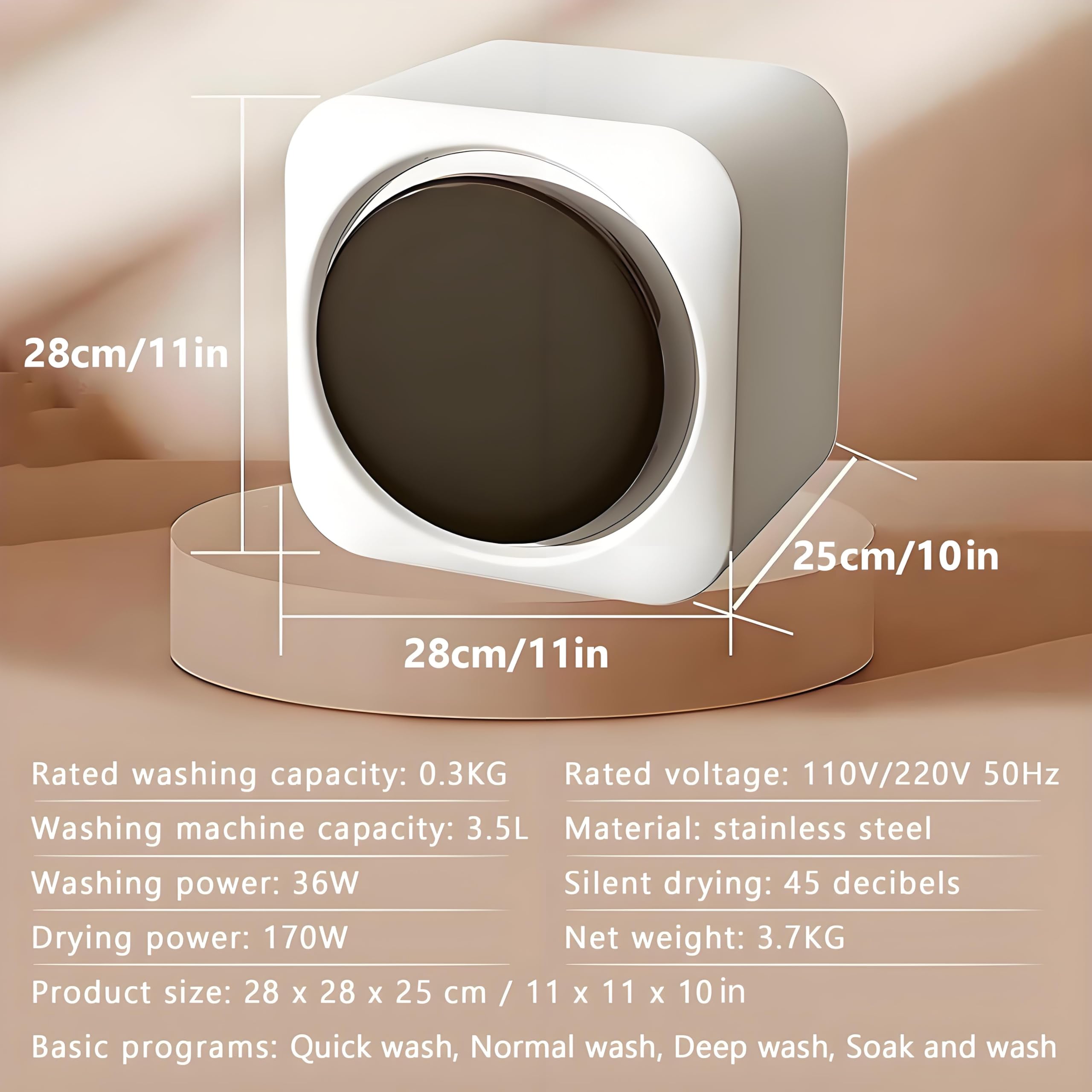 2-in-1 Mini-Waschtrockner-Kombination,Zur Wand- oder Tischmontage, 3.5-L-Edelstahltrommel, Intuitive Touch-Bedienung, Perfekt für Studentenwohnheime, Camping und Reisen. WallMount