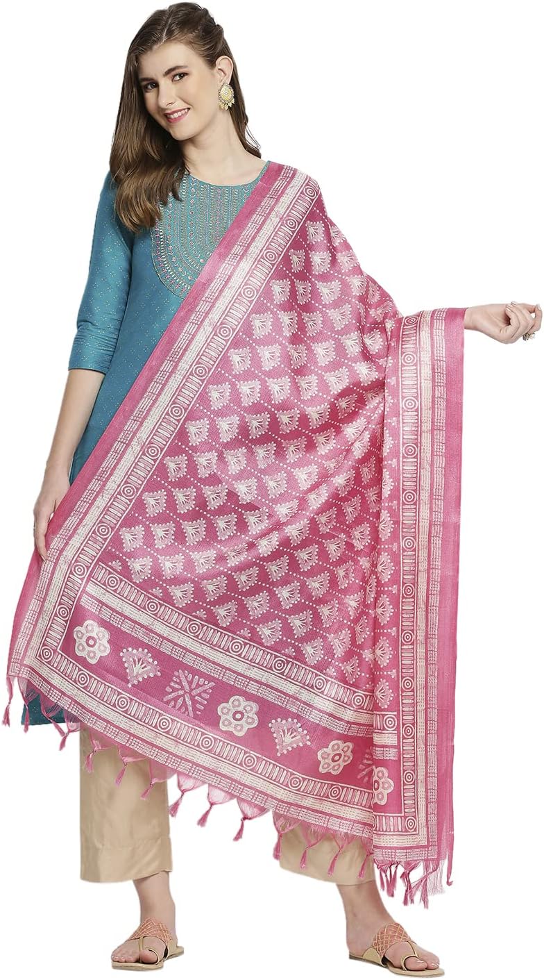 DUPATTA BAZAAR Women's Floral Silk Blend Dupatta