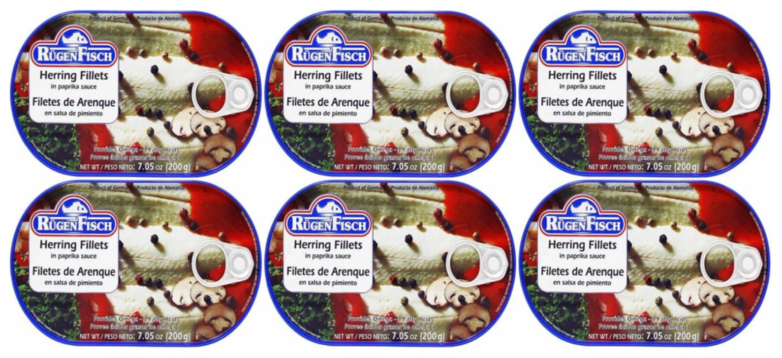 Rugen Fisch Herring & Mackerel Fillets Assorted Sauces (6 - PACK, Herring Fillets in Paprika Sauce)