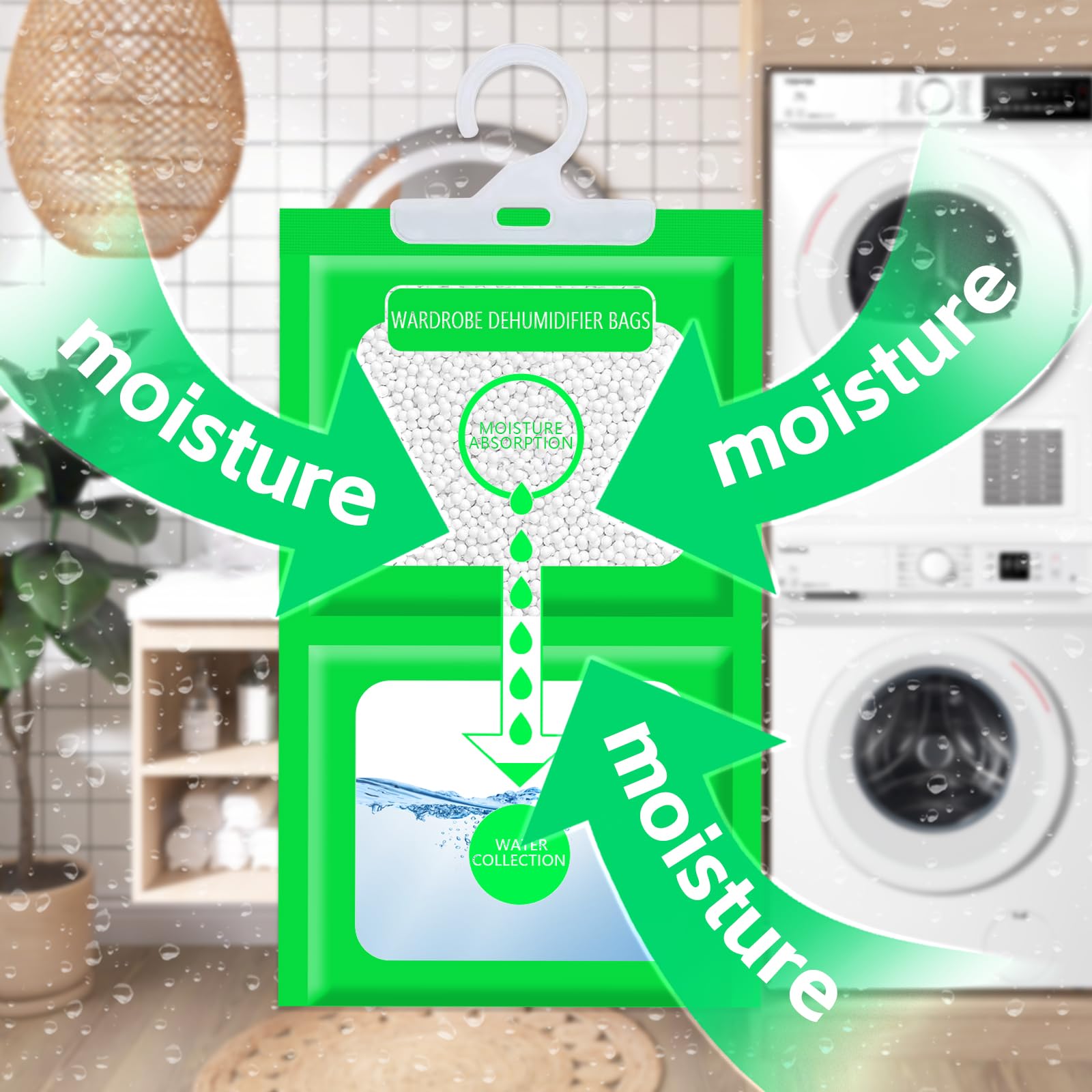 Pack de 10 Absorbeur d'humidité,Sachet absorbeur d'humidité pour éliminer l'humidité et les mauvaises odeurs des armoires,des chambres,anti humidité maison,la salle de bain et la voiture.
