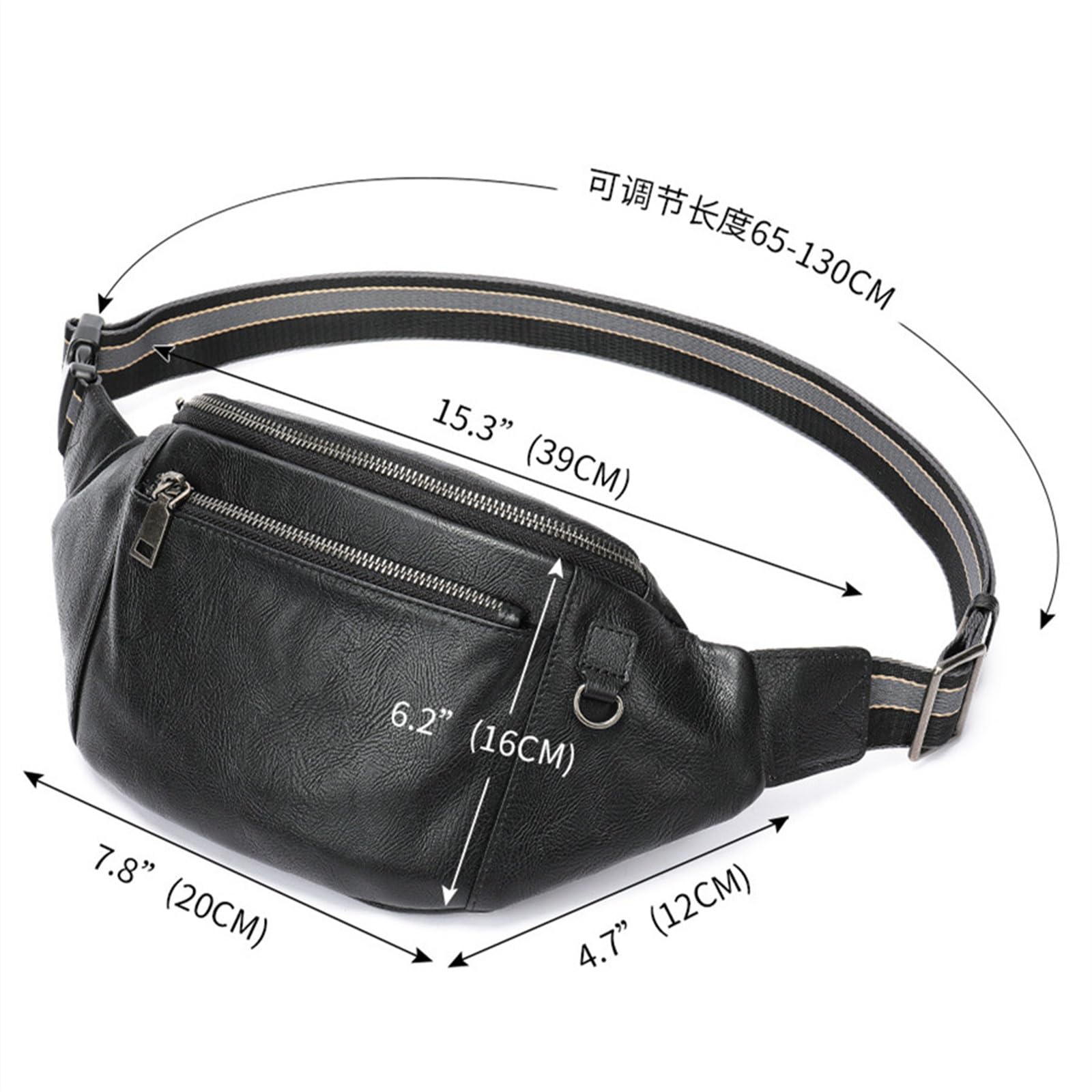 Męska nerka torba na telefon komórkowy męska torba na talię wielofunkcyjna duża pojemność prosta torba na talię męska torba crossbody, Czarny, 20x12x39cm