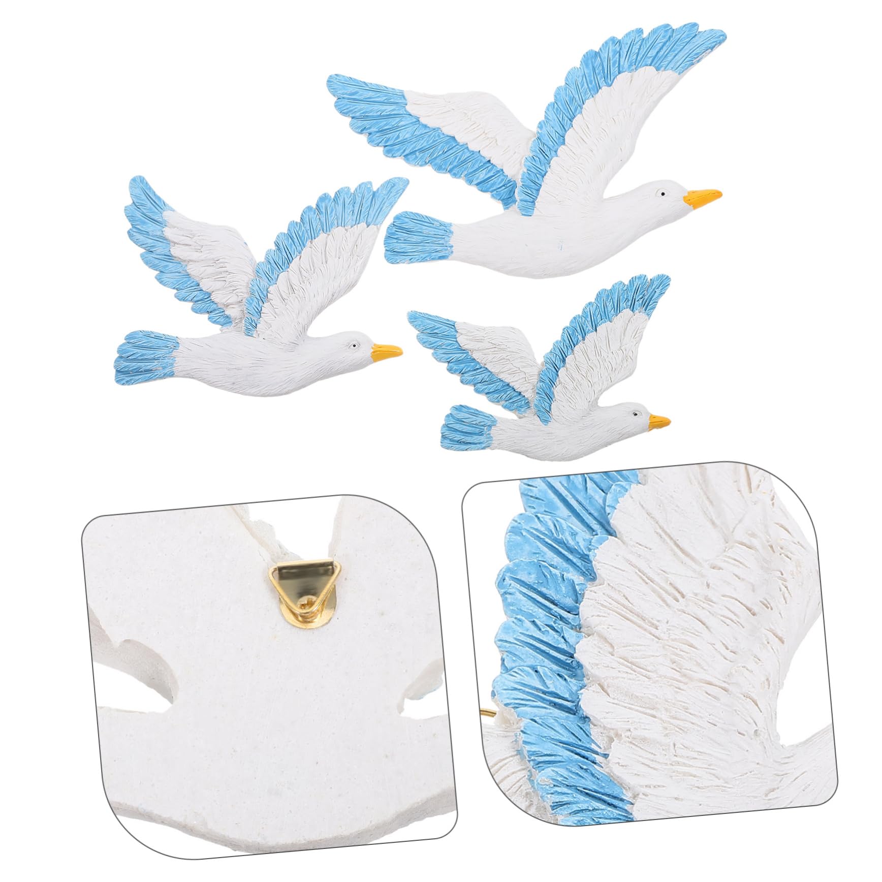 3 Pezzi Gabbiani in Resina Blu, Decorazione da Parete Sospesa per Salotto e Sfondo, Stile Creativo e Sicuro per Casa