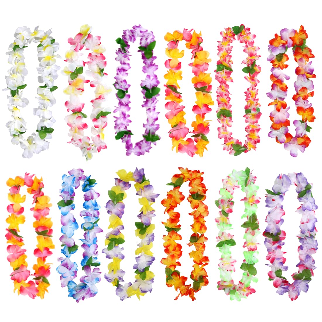MorLuks 12 Stück Blumenketten Hawaii Set, Hawaii Blumenkette, Hawaii Ketten Bunt, Hawaii Party Deko, Tropischen Hawaiianischen Luau Blumen Lei für Party Favors, Strand Themenbezogenen Geburtstag