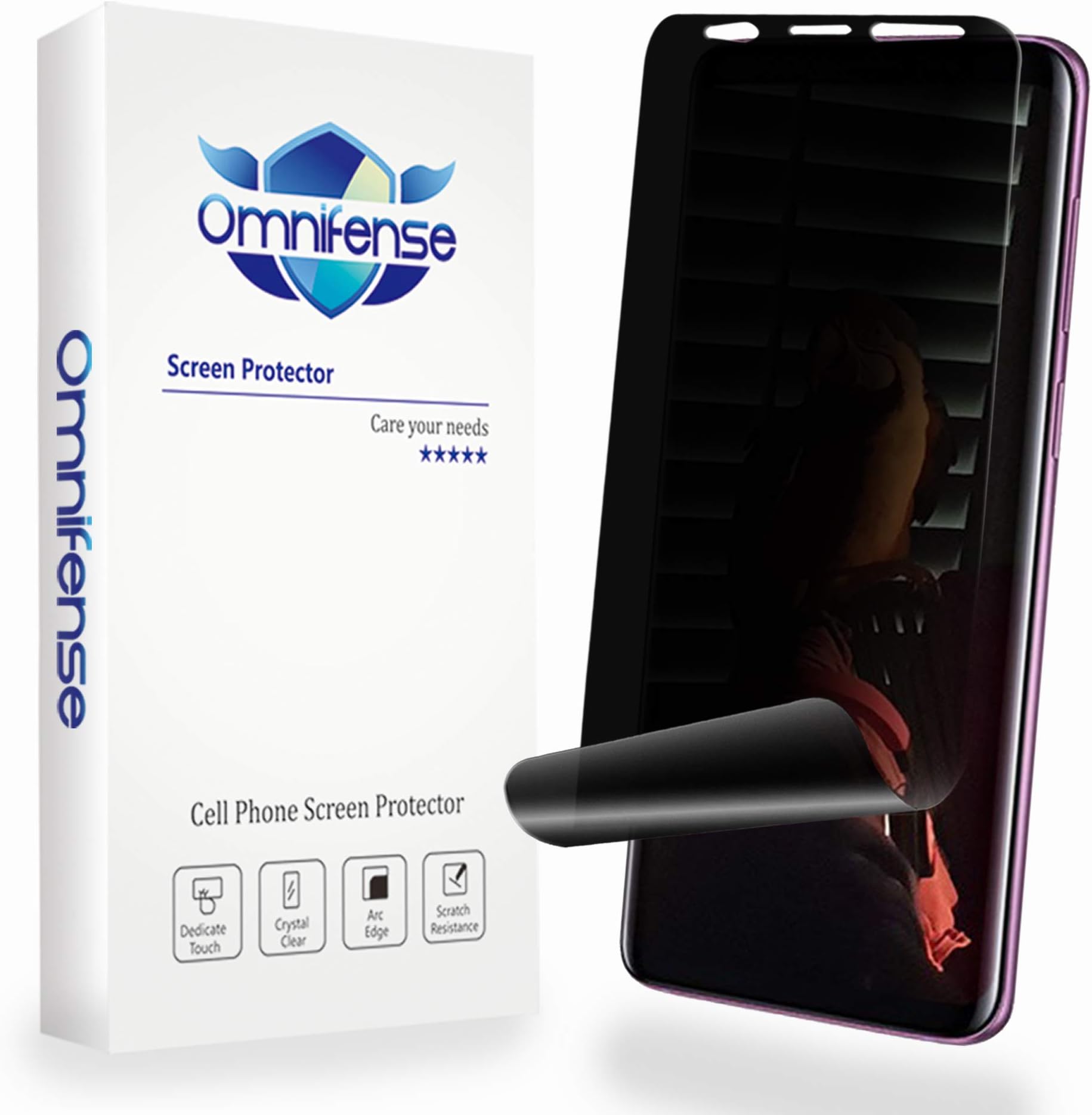 Galaxy S9 Screen Protector Privacy, 2-Way Anti Spy Full Coverage Full Adhesive Glue (2-Pack) Nano Shield 3D Curve Fit Soft Film (NOT Tempered Glass) for Samsung GS S9, with 1-Pack Back Skin