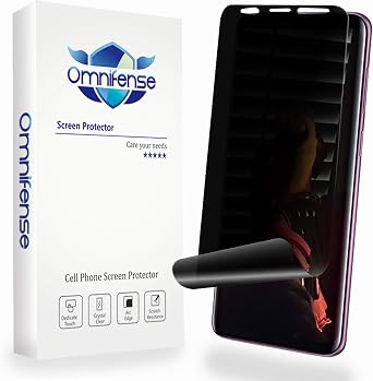 Galaxy S9 Plus Screen Protector Privacy 2-Way Anti Spy 2 Pack Curve Fit Soft Film NOT Tempered Glass for Samsung S9+ with 1-Pack Back Skin Protector