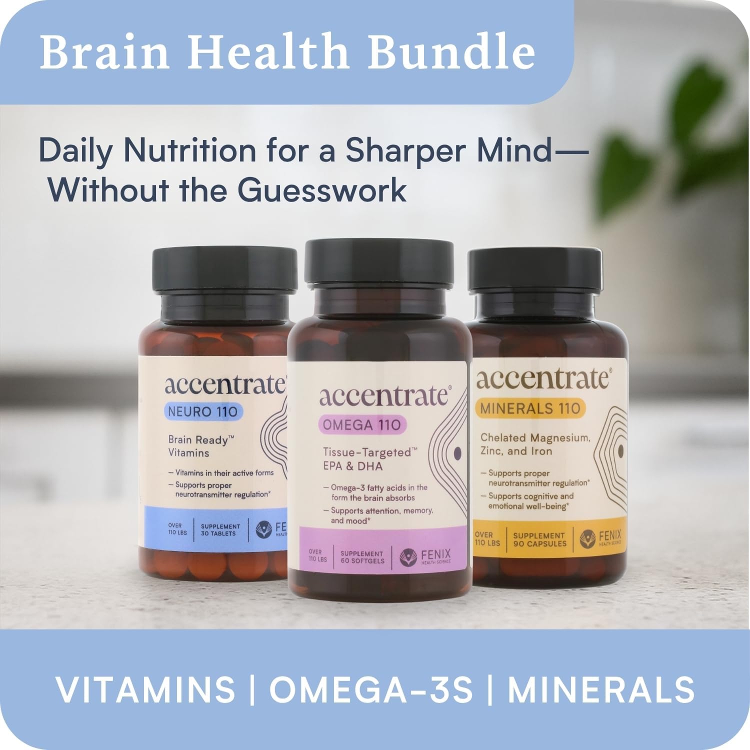 Accentrate Neuro 110- Complete Vitamin B Complex | Methylated Multivitamin w/L-Methylfolate (5-MTHF) Methylcobalamin (B12) Pyridoxal-5'-Phosphate (P5P) | Brain Health | MTHFR Supplement | 30 Tablets
