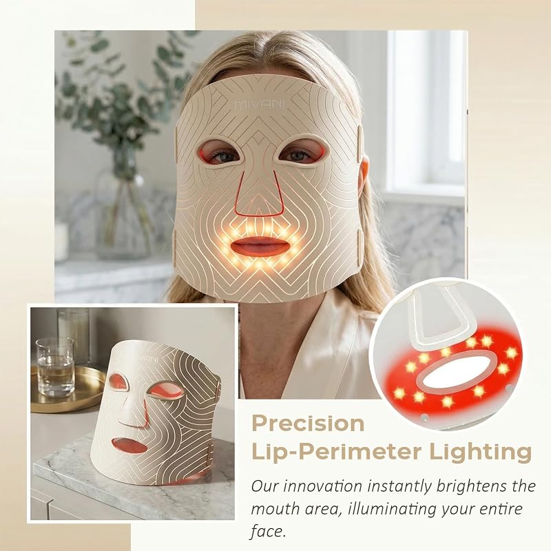 MIVANI Red Light Therapy for Face, 8 Modes LED Face Mask with 850nm NIR image 6
