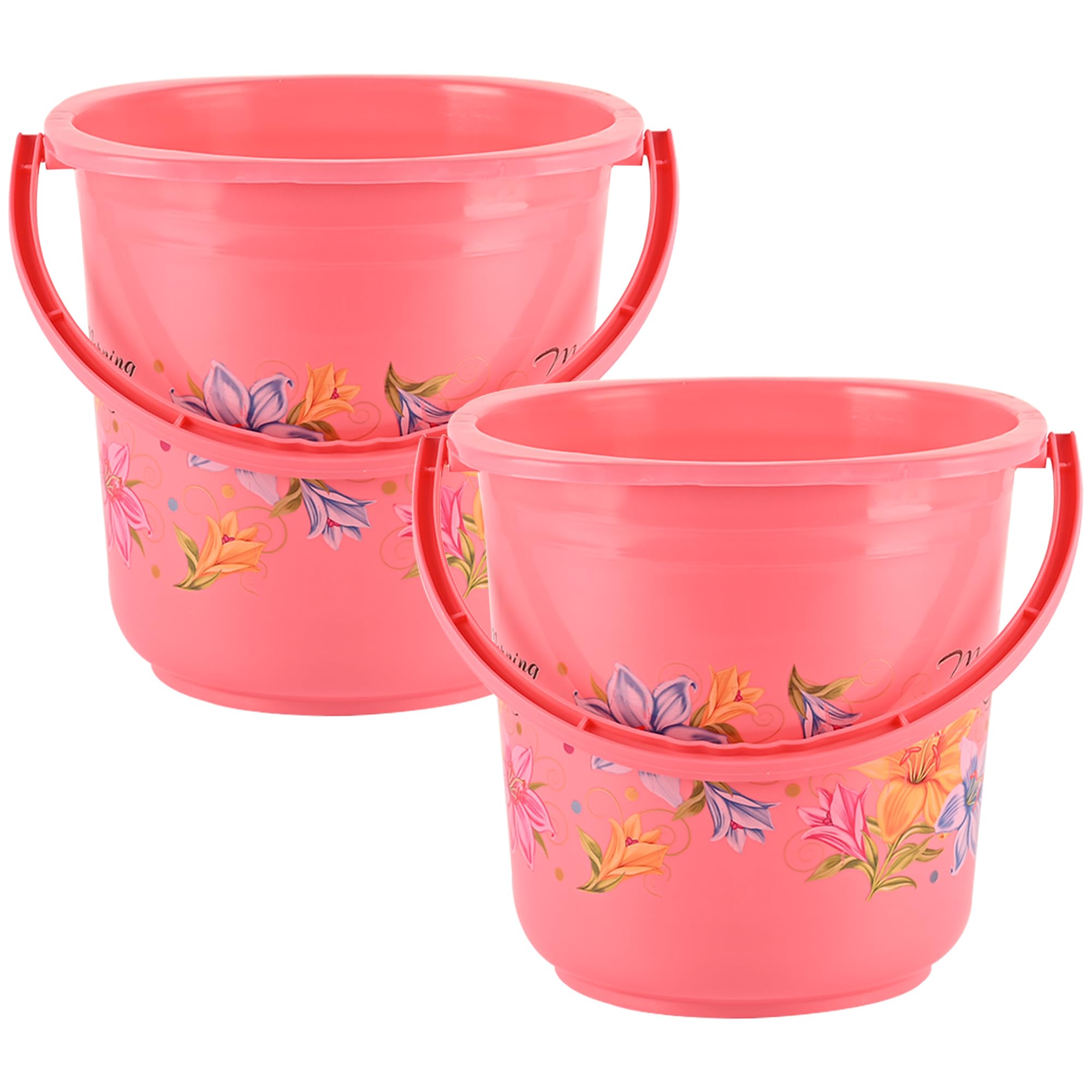 Kuber Industries Pack of 2 Bucket 16 Litre | Balti for Bathroom | Plastic Bucket for Mopping | Water Bucket for Kitchen | Flower Print | Pink (B0DDPSH56G) Amazon Price History, Amazon Price Tracker