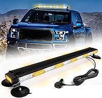 LRTER 42" Rooftop Strobe Light Bar Amber White Magnetic Mount Emergency Traffic Advisor Lights for Plow Trucks Construction Vehicles