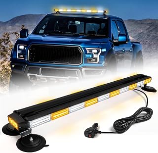 LRTER 42" Rooftop Strobe Light Bar Amber White Magnetic Mount Emergency Traffic Advisor Lights for Plow Trucks Construction Vehicles