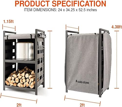 Miniatura 3 de Solo Stove Estación de 4.4 pies con cubierta con revestimiento UV para leña de aluminio para hogueras, troncos de patio y accesorios de herramientas