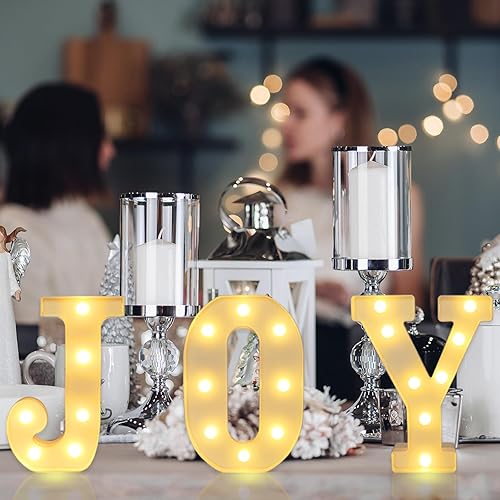 Miniatura 2 de Decoración de Navidad para interiores, letras iluminadas de marquesina, letrero con luces LED, funciona con pilas, decoración de mesa de Navidad