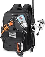KastKing KarryAll KastMate Fishing Tackle Backpack - Water-Resistant with 2 Rod Holders, Large Gear Storage for Anglers