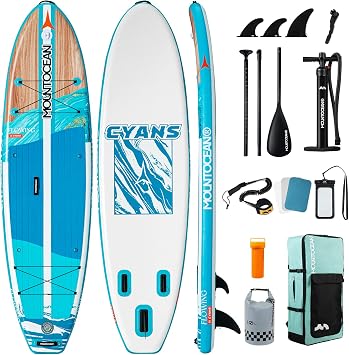 MOUNTOCEAN Premium Extra Wide Inflatable Paddle Board with SUP Accessories