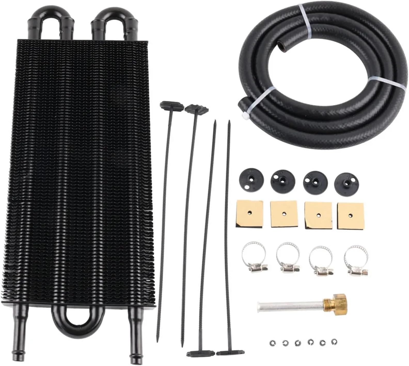 Engine Radiator 4 Row 6 Row 8 Row Aluminum Universal Oil Cooler Kit Oil Radiator Car Auto Transmission Auto-Manual Radiator Converter Oil Cooler(4 Row Black)