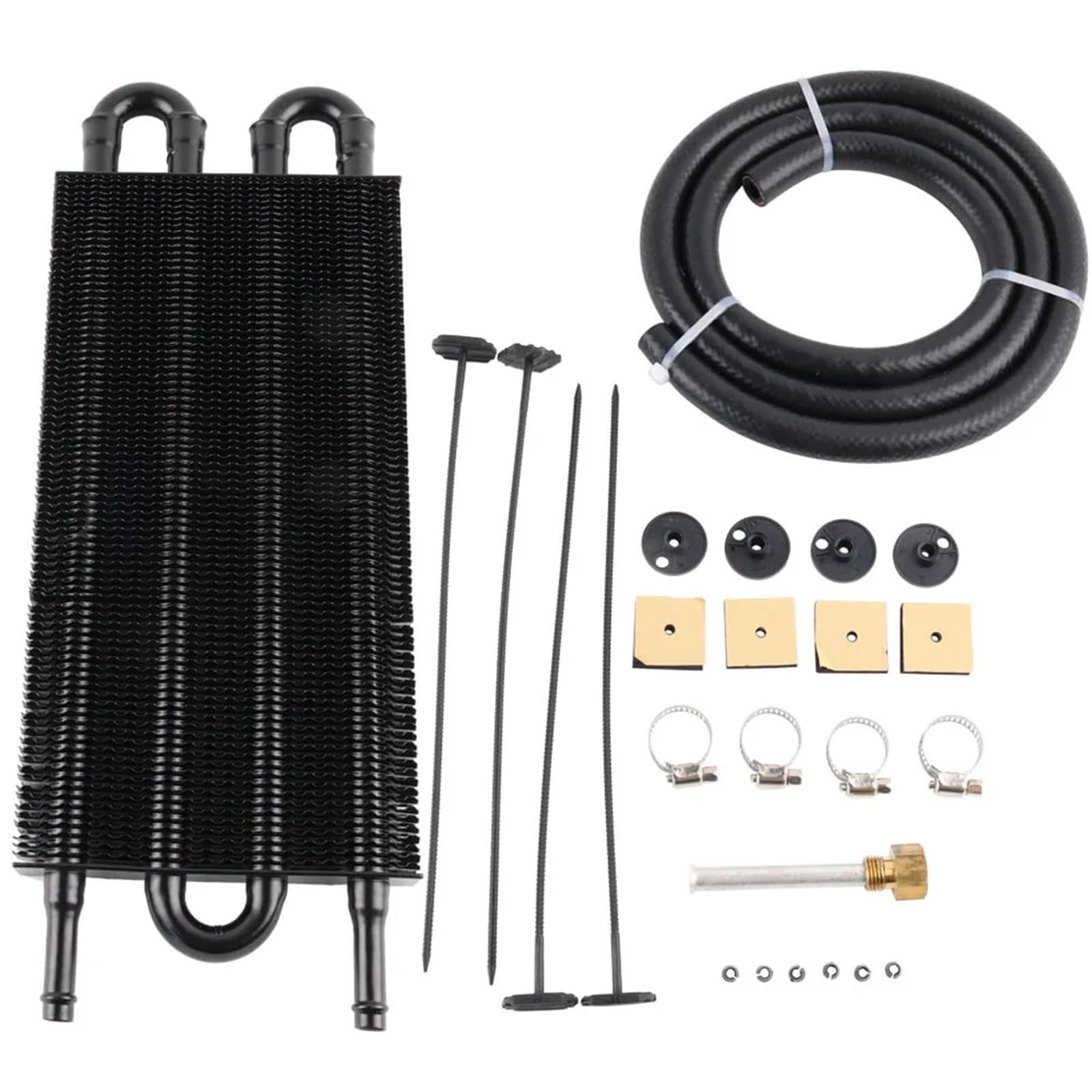 Engine Radiator 4 Row 6 Row 8 Row Aluminum Universal Oil Cooler Kit Oil Radiator Car Auto Transmission Auto-Manual Radiator Converter Oil Cooler(4 Row Black)