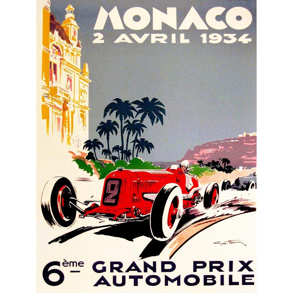 Wee Blue Coo Vintage Advert Transport Grand Prix Monaco Art Print Poster Wall Decor 12X16 Inch