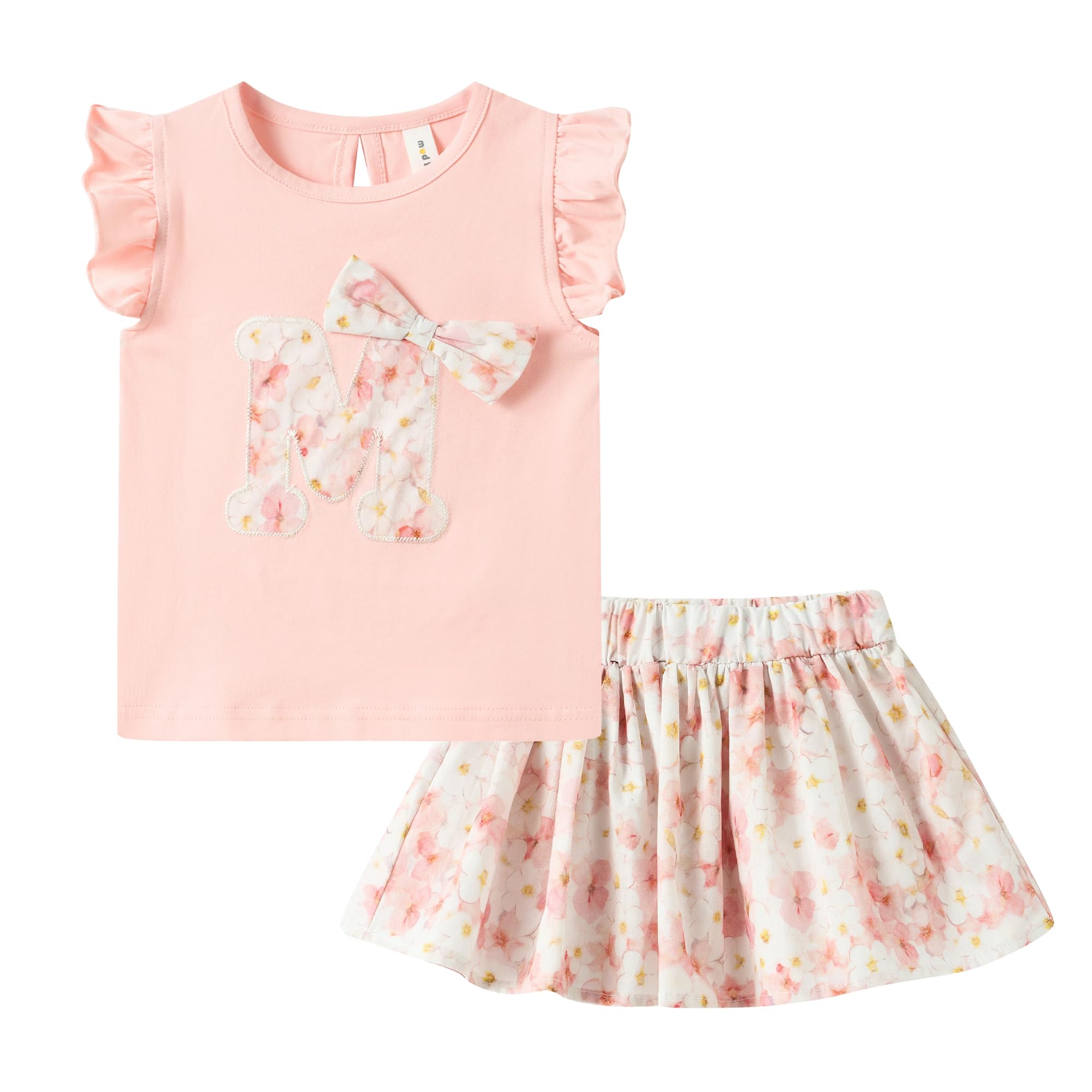 Mud Kingdom Girls Skirt Set 2 Piece Outfits Cute Cartoon Floral Summer Holiday