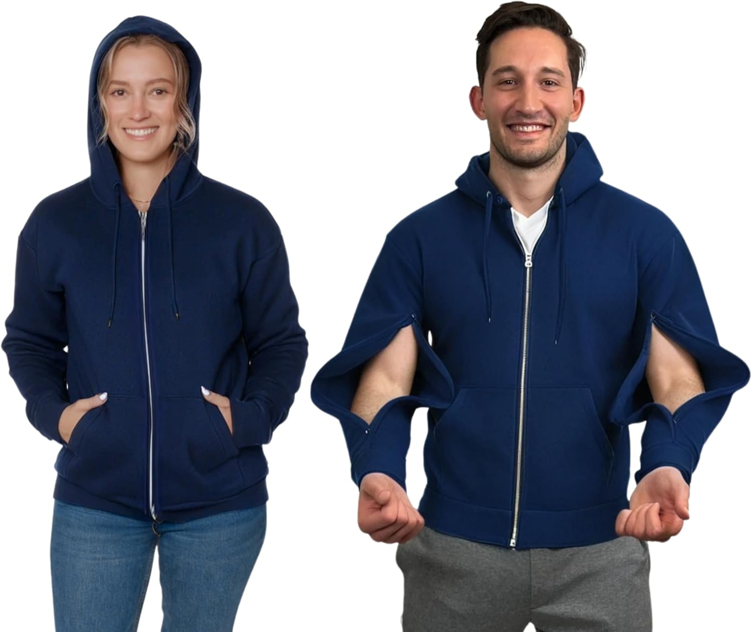 Inspired Comforts Dialysis Port Access Unisex Hoodie with Two Way Arm Access Zip