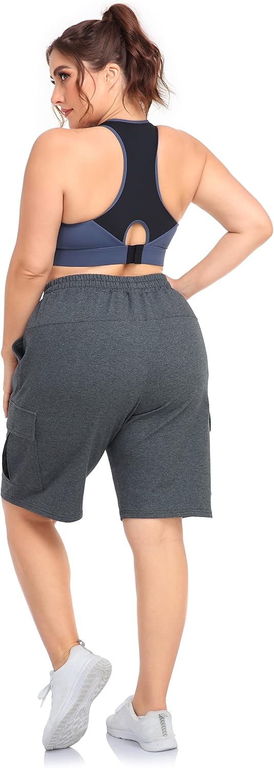 ZERDOCEAN Women's Plus Size Cargo Sweat Shorts Active Summer Workout Walking Athletic Shorts with Pockets - Image 5