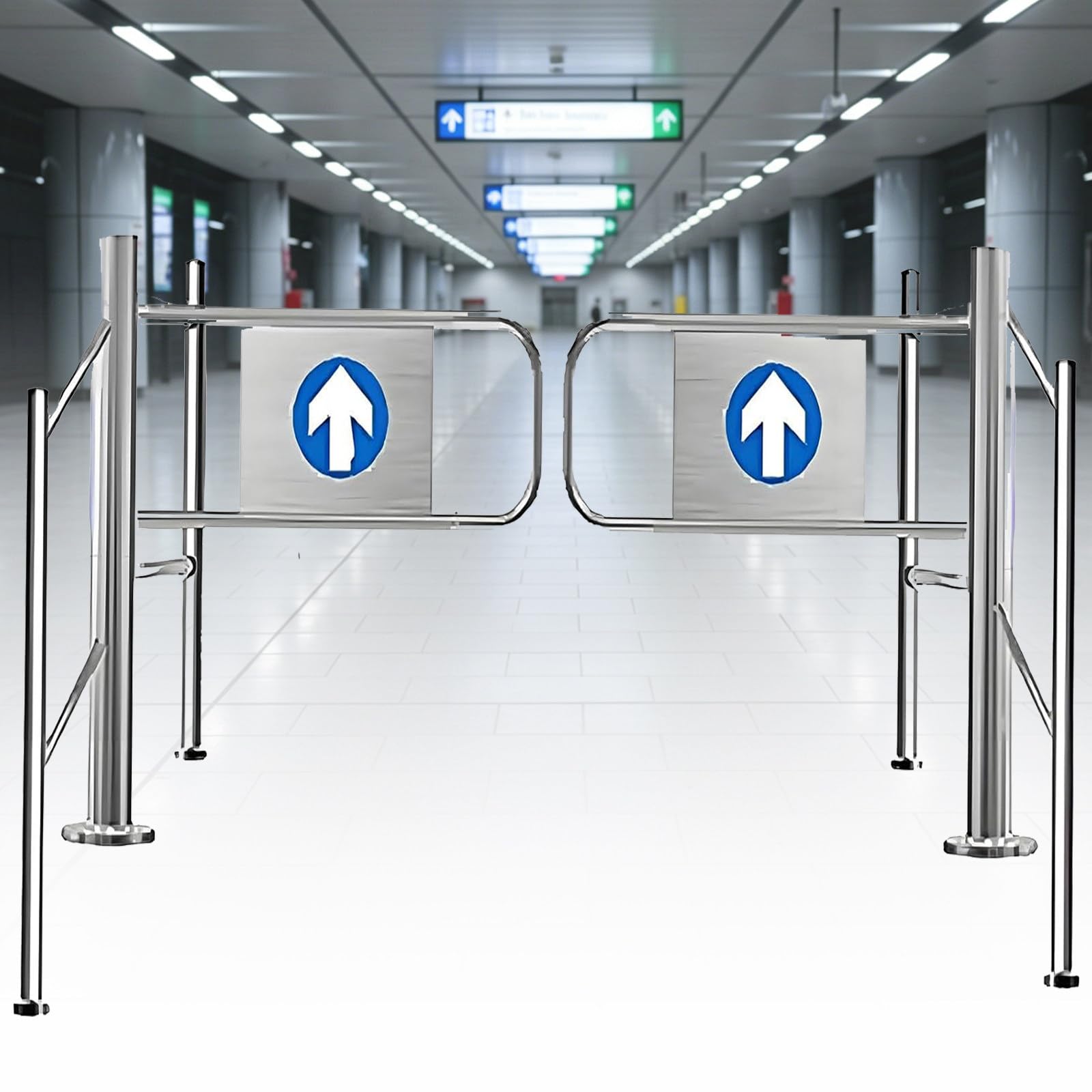 TozMvi 100 cm-200 cm Supermarket Entrance Safety Gate,Stainless Steel Warehouse Pedestrian Gate Door for Library Store Entrance Gate 1-Way Closing Swing Gate 190×97cm