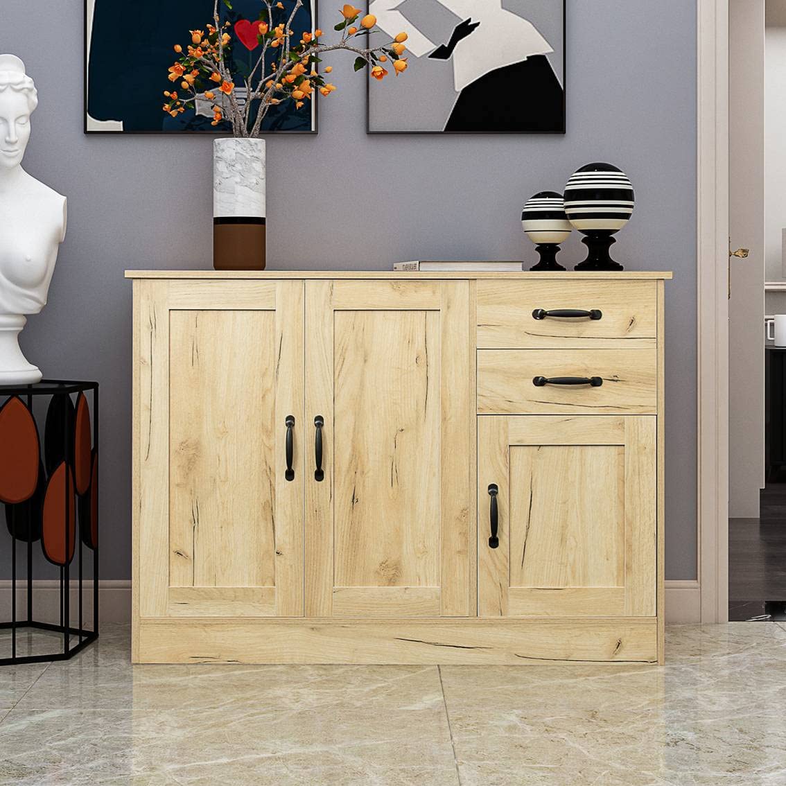 AHAQUWood Buffet Sideboard with 2 Doors Serving Storage Cabinet Dining Room Console