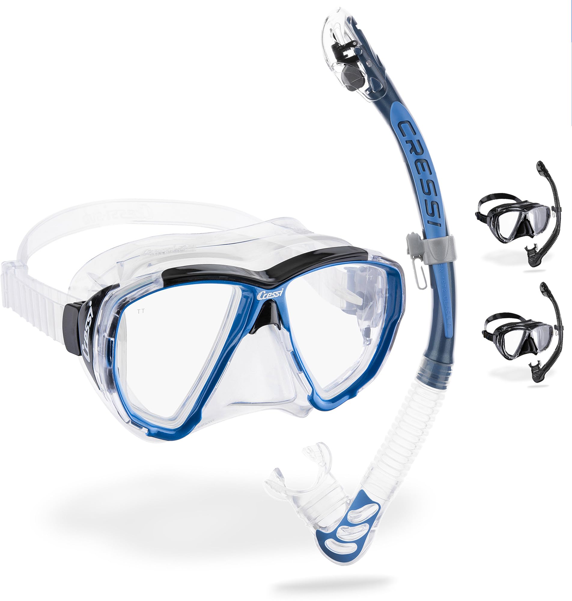 Cressi Big Eyes+Alpha Ultra Dry Combo Clear/Azure, Combo Set Mask + Snorkel UD for Diving and Snorkelling Transparent/Azure