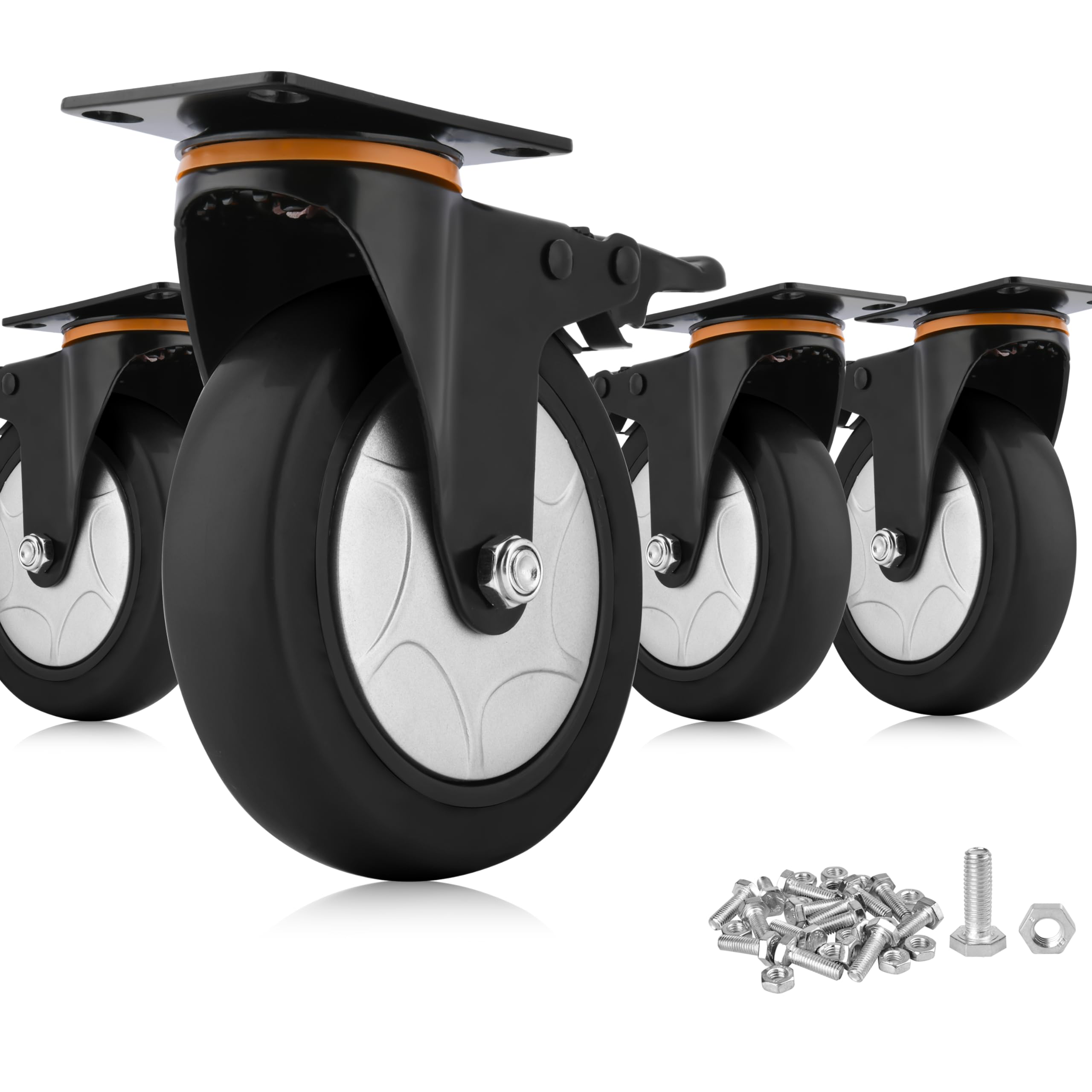 5 inch Industrial Casters- Semi Steel Cast Iron Swivel CastersCapacity500- 2000LB 5 inch Industrial Casters- Semi Steel Cast Iron Swivel CastersCapacity500- 2000LB