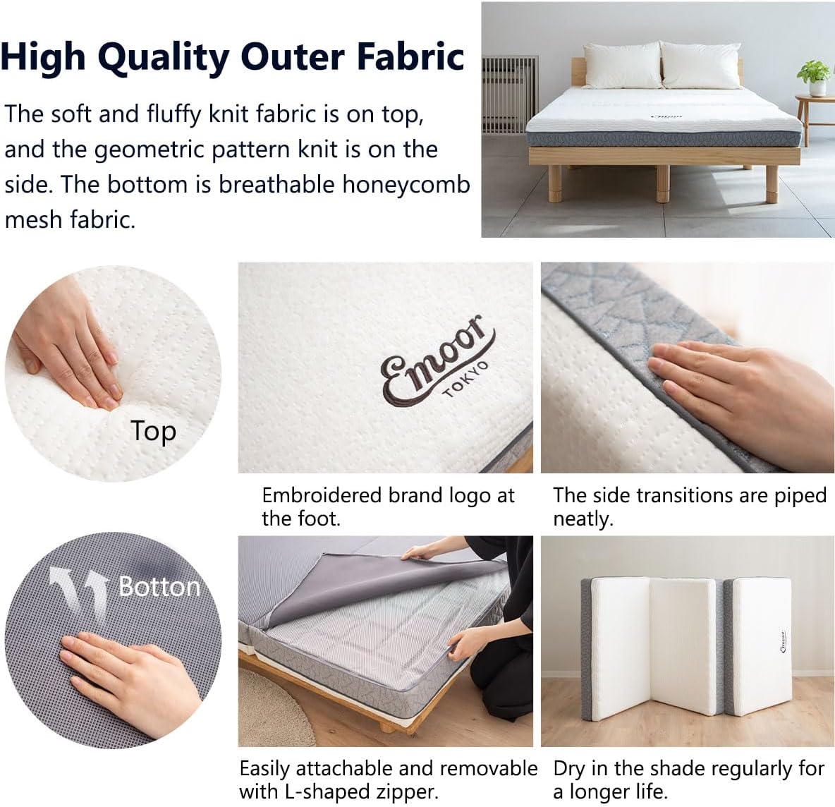 EMOOR Futon Mattress cover being removed