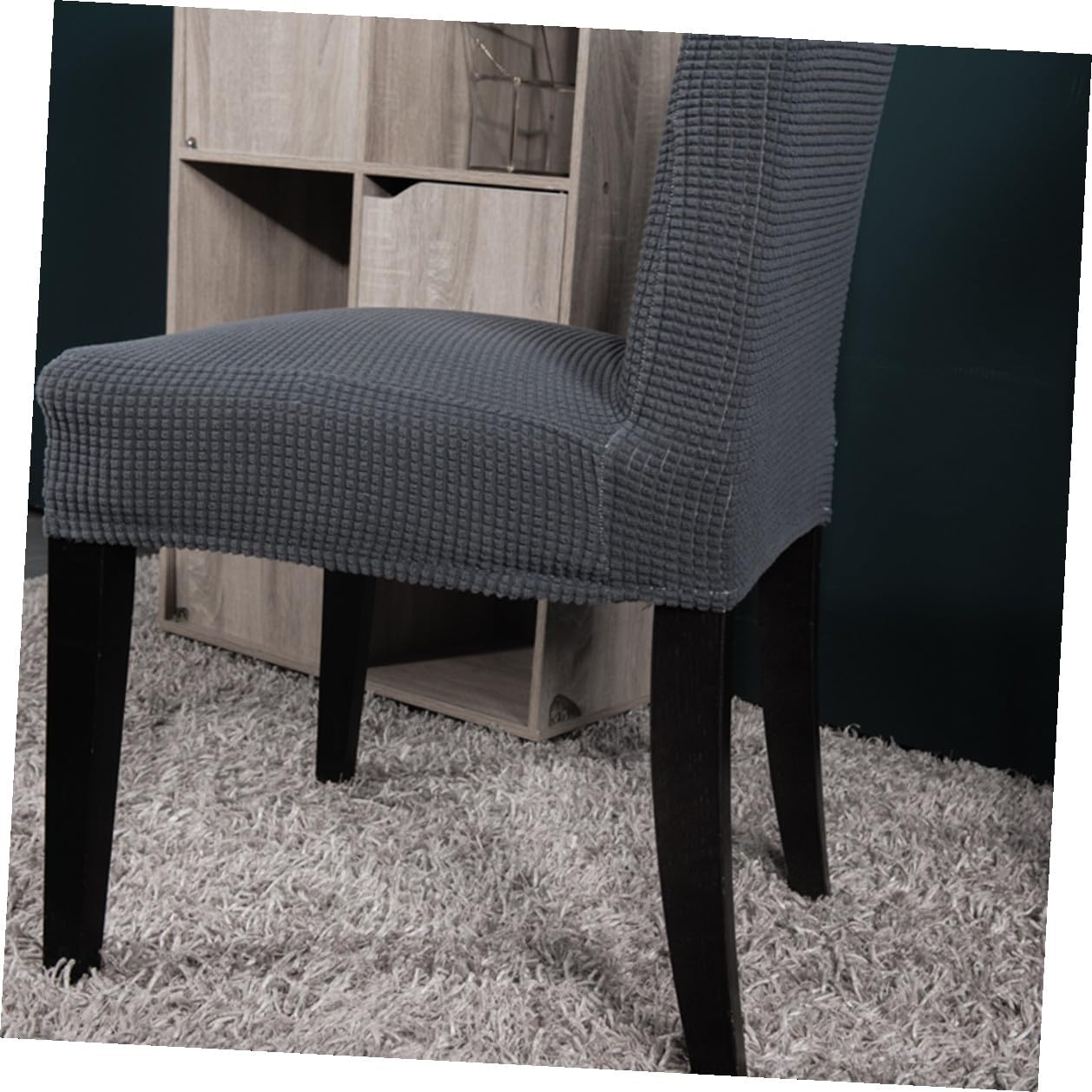 VALICLUD 6pcs Elastic Polyester Dining Chair Covers Stretchy Protective Seat Case Full Removable Slipcovers for Home Office Chairs Grey