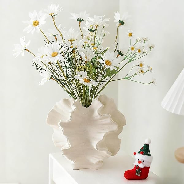 SUKIYPO Beige Keramikvase für nordische Dekoration