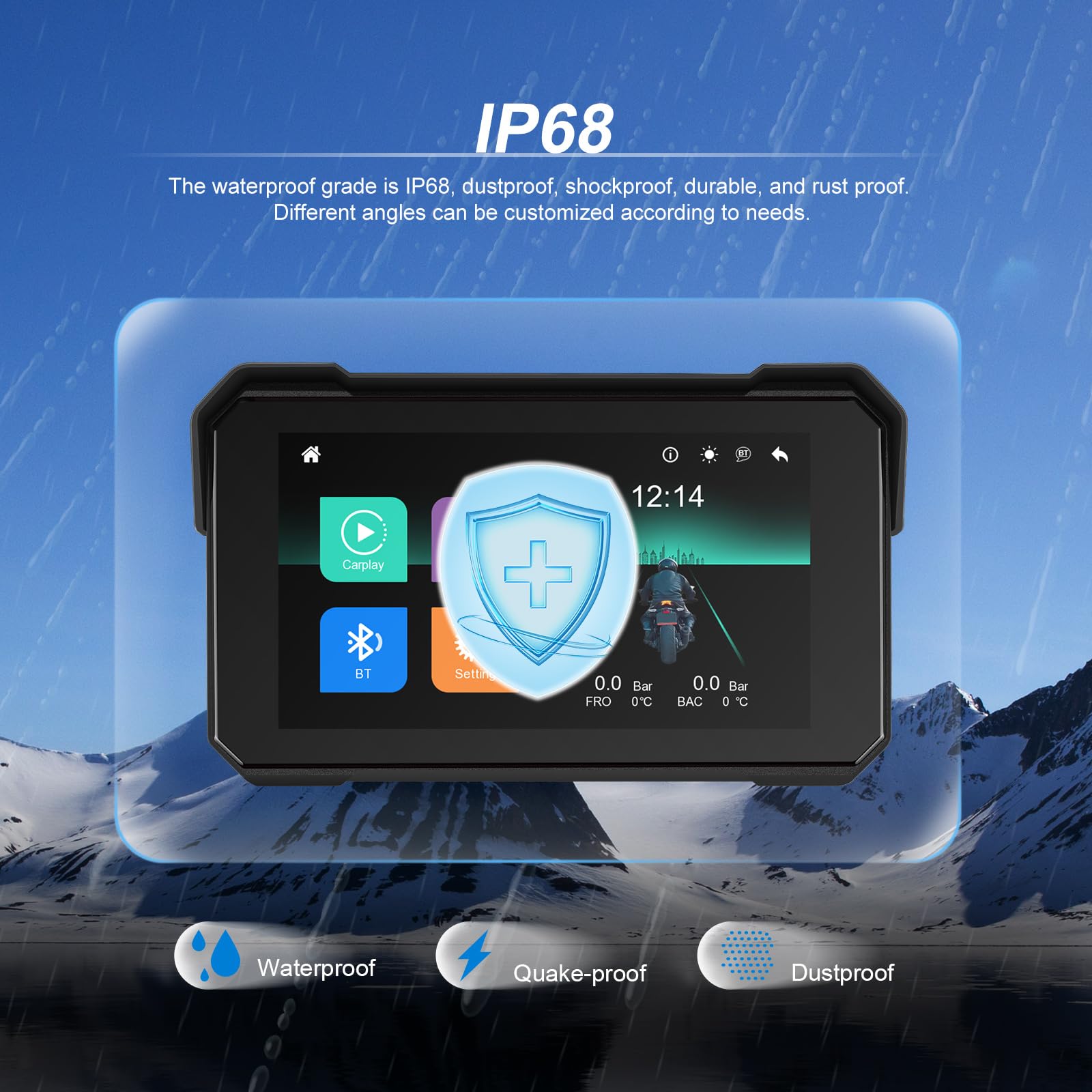 Rimoody 5'' Motorcycle Carplay Android Auto Portable Motorbike Car play with... - Produktbild 4