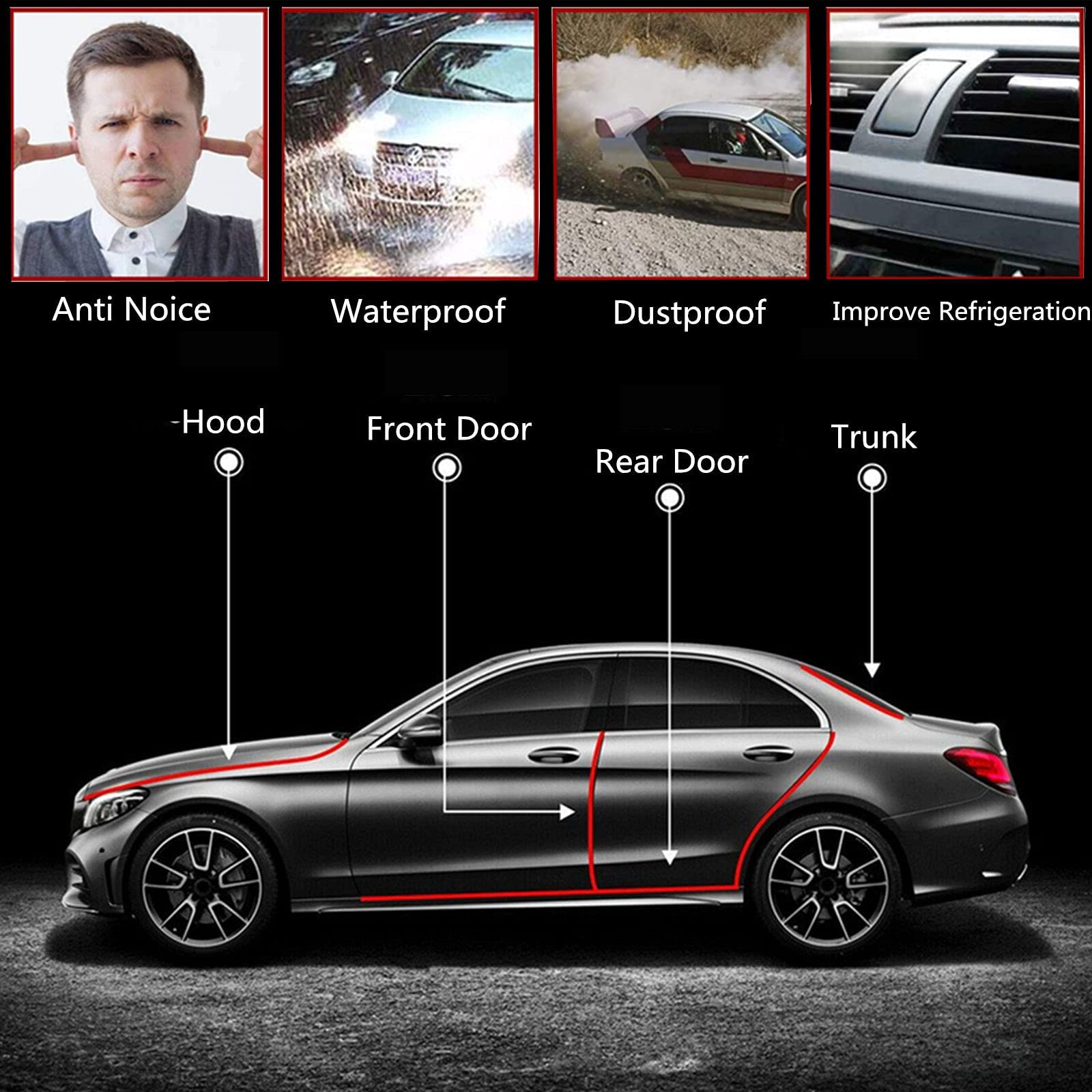 CICMOD Salvaportiera Paracolpi Anti-Graffiature 16FT/5M Striscia Profilo Gomma per Portiera Auto