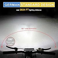 Vista 2 de Luces de bicicleta, 17 LED de 4000 lúmenes, luz de bicicleta con 4 modos, 10000 mAh USB recargable luz de bicicleta para bicicleta con pantalla