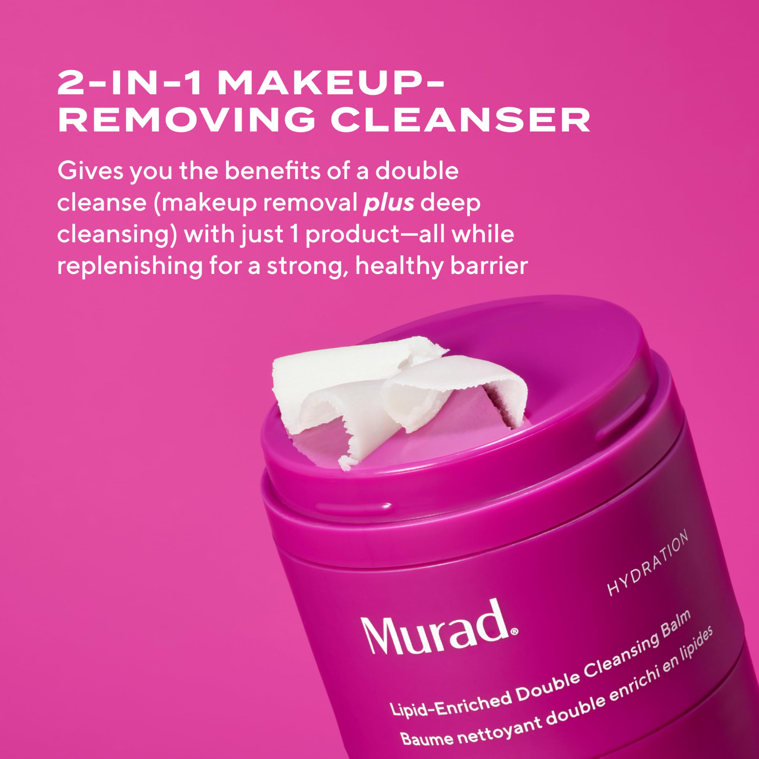 Murad Baume nettoyant double enrichi en lipides – Baume hydratant pour le visage et démaquillant – Élimine le maquillage longue durée et SPF