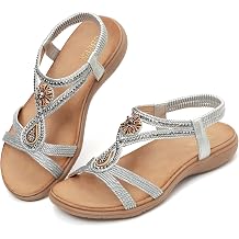 UBFEN Womens Bohemian Flat Sandals Dressy Comfortable Beach Shoes Summer Causal Vacation